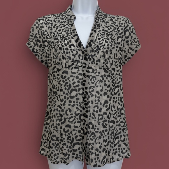 Express Design Studio Leopard Blouse Gray M - Picture 1 of 10